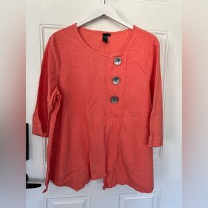 Women's Coral Three-Button Tunic Top